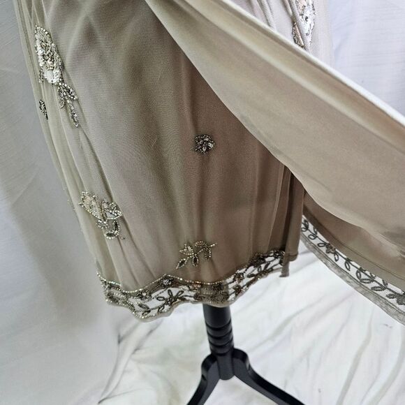 Altar'd State Champagne Beaded Sparkle Faux Wrap Mini Dress Size Small - Picture 11 of 12